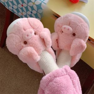 Chausson cochon velours