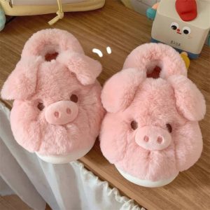Chausson cochon velours