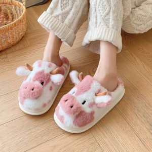Chaussons vache rose