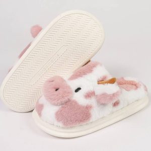 Chaussons vache rose