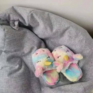Pantoufle arc en ciel licorne