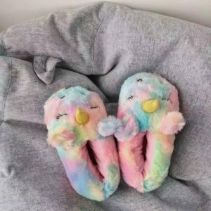 Pantoufle arc en ciel licorne