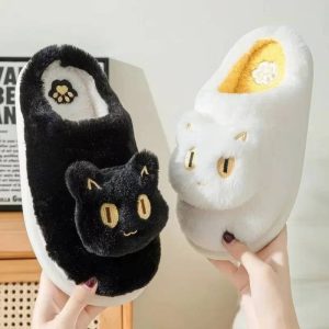 Pantoufle chat en coton