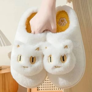 Pantoufle chat en coton