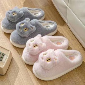 Pantoufle chat en coton