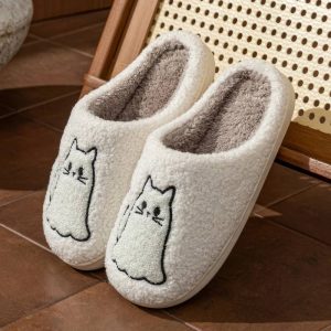Pantoufle chat femme blanc