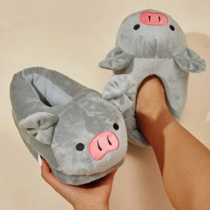 Pantoufle cochon velours