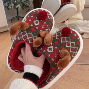 Pantoufles rennes de noël